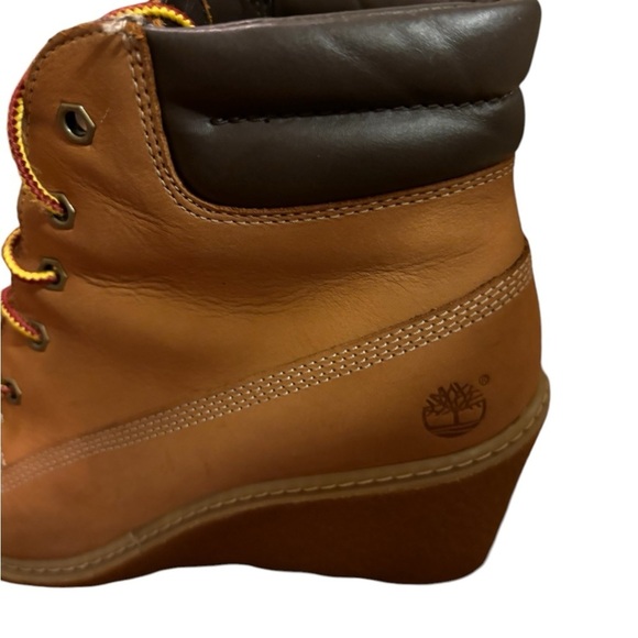 Timberland Amston Wheat Nubuck Leather Lace Up Wedge Booties Boots Sz 8.5 A0548 - Picture 3 of 10